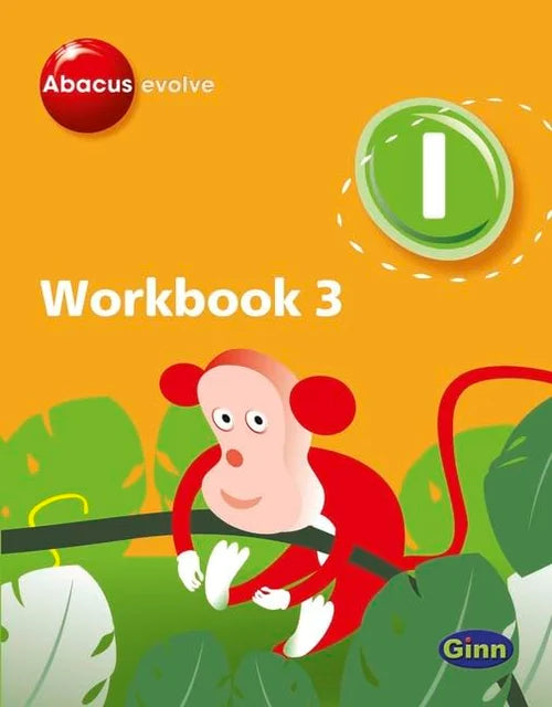 Cover of Abacus Evolve Workbook 3 with a cartoon monkey on an orange background