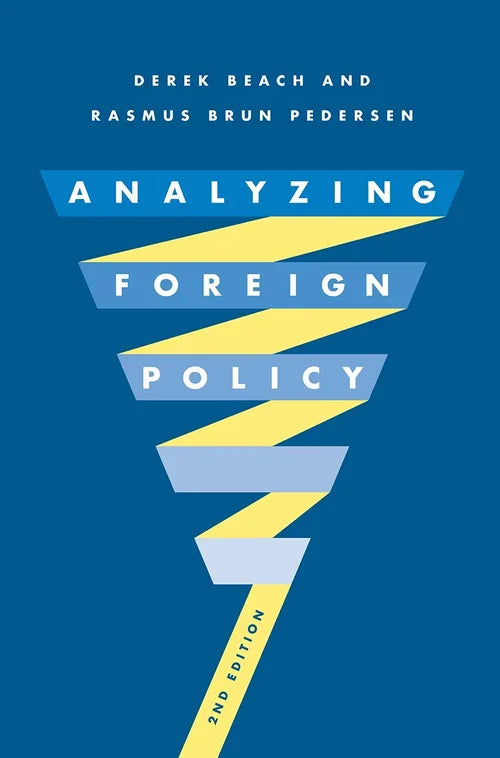 Book cover of 'Analyzing Foreign Policy' with blue and yellow design on a blue background