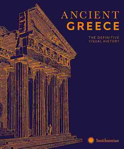 Book cover of 'Ancient Greece: The Definitive Visual History' with a temple illustration on a dark background.