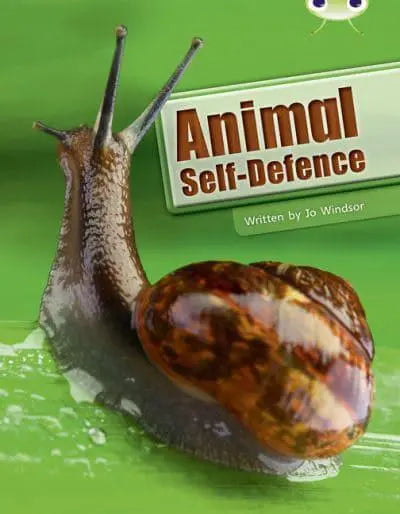 Book cover of 'Animal Self-Defense' with a snail on a green background