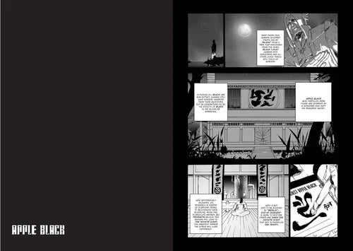 Comic book page with black and white illustrations and text on a black background
