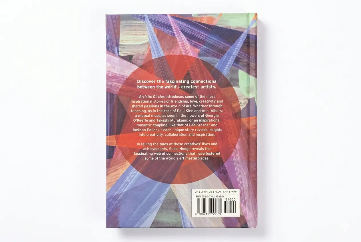 Colorful book cover with abstract design and text on a white background