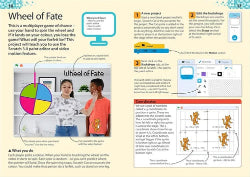 Educational page about the 'Wheel of Fate' game using Scratch 3.0, showing text and graphics.