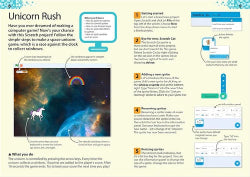 Instructional guide for creating a game using Scratch, featuring a unicorn-themed project.