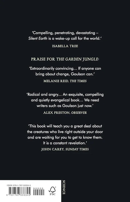 Book back cover with praise quotes on a black background