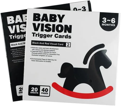 Baby Vision Trigger Cards packaging with a rocking horse illustration on a white background