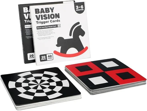 Baby Vision Trigger Cards with a book on a white background