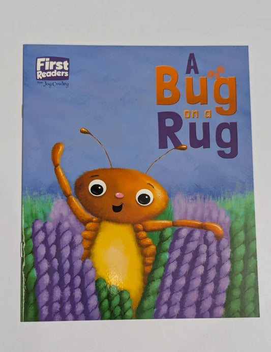 Book cover of 'A Bug on a Rug' with a cartoon bug on a rug.