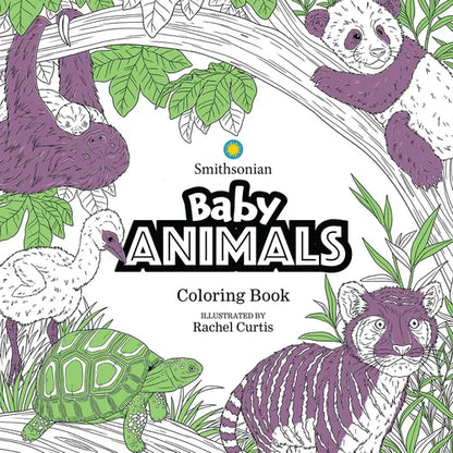 Coloring book cover with illustrations of baby animals and Smithsonian logo.