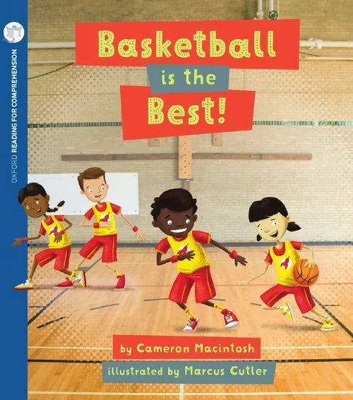 Book cover of 'Basketball is the Best!' with children playing basketball on a court.