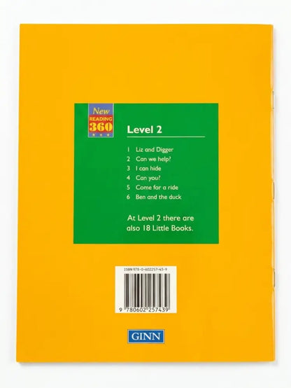 Back cover of a book with a green label and Ginn logo on an orange background