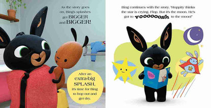 Illustrations of a cartoon character with a red outfit and another character with a blue outfit, set against a colorful background.