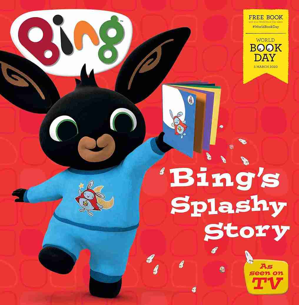 Book cover featuring Bing the rabbit character from 'Bing's Splashy Story' on World Book Day.