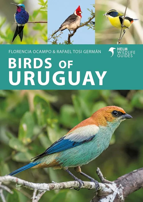 Book cover of 'Birds of Uruguay' with images of birds and Helms logo.