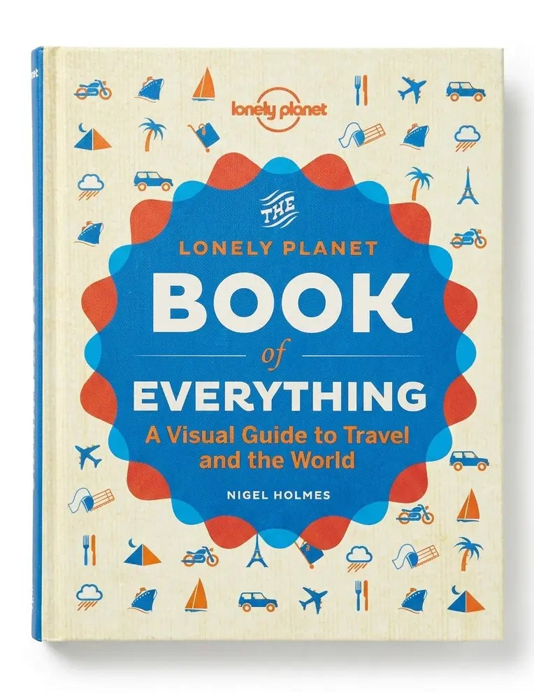 Book titled 'The Lonely Planet Book of Everything' on a white background