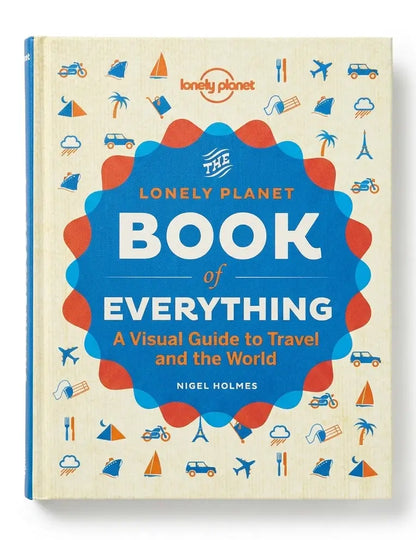Book titled 'The Lonely Planet Book of Everything' on a white background