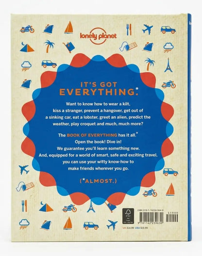 Back cover of a Lonely Planet travel guide with colorful icons and text.