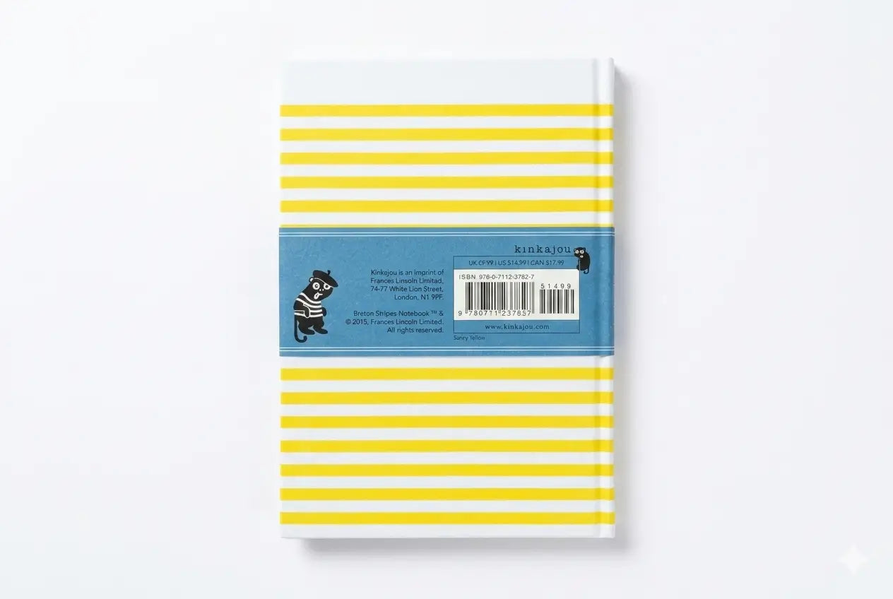 Notebook with yellow and white striped design on a white background