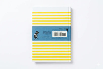 Notebook with yellow and white striped design on a white background