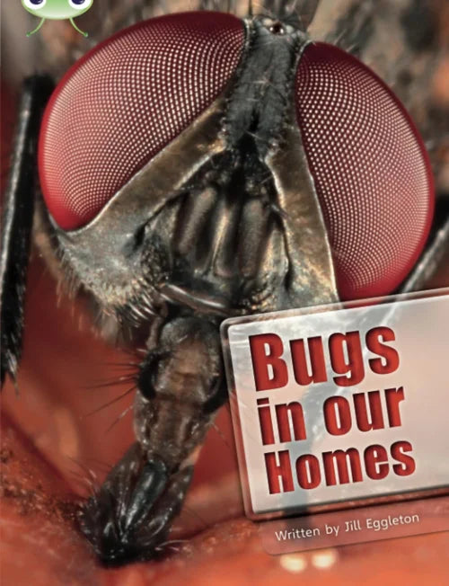 Book cover of 'Bugs in our Homes' with a close-up of a fly on a human arm.