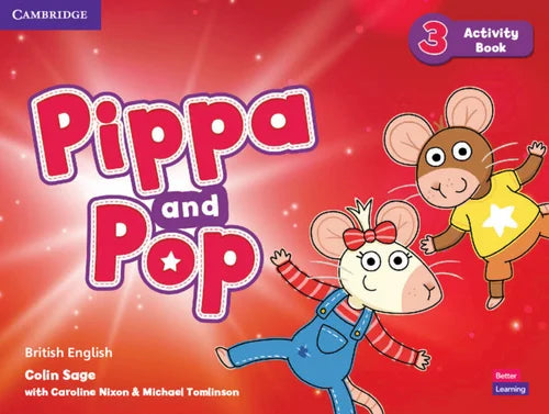 Book cover of 'Pippa and Pop' Activity Book with two animated characters on a red background.
