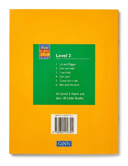 Orange book with a green label containing text and Ginn logo