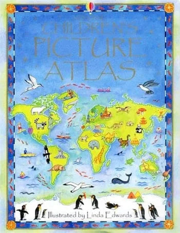 Children's Picture Atlas with a colorful world map illustration on the cover.