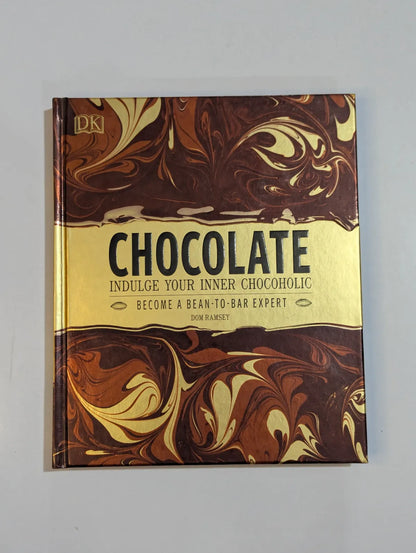 Book titled 'Chocolate' with marbled cover design on a gray background