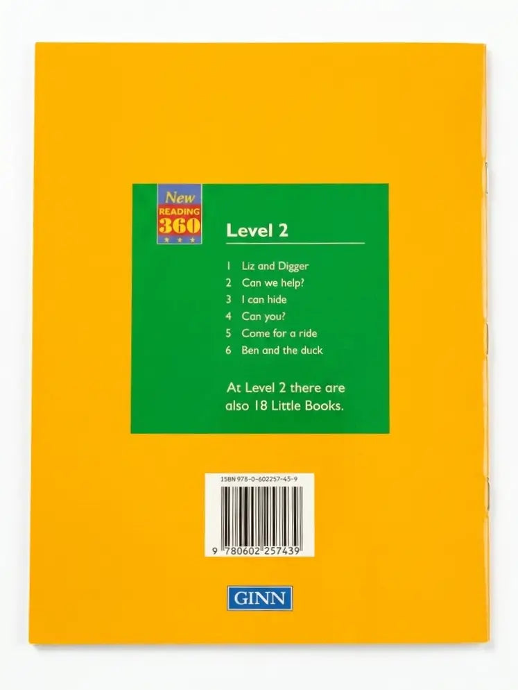 Back cover of a book with a green label and Ginn logo on an orange background
