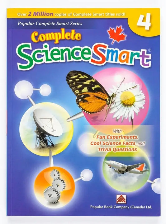 Book cover of 'Complete Science Smart' series with butterfly and scientific elements on a blue background
