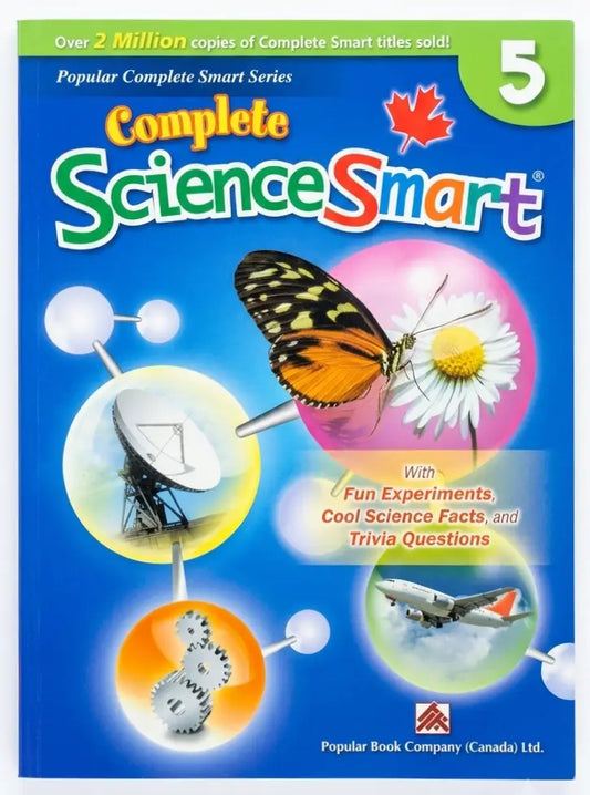Book titled 'Complete Science Smart' with a butterfly and scientific elements on the cover.