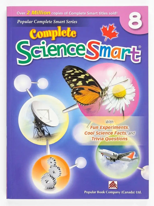Book titled 'Complete Science Smart' with a butterfly and scientific elements on the cover.