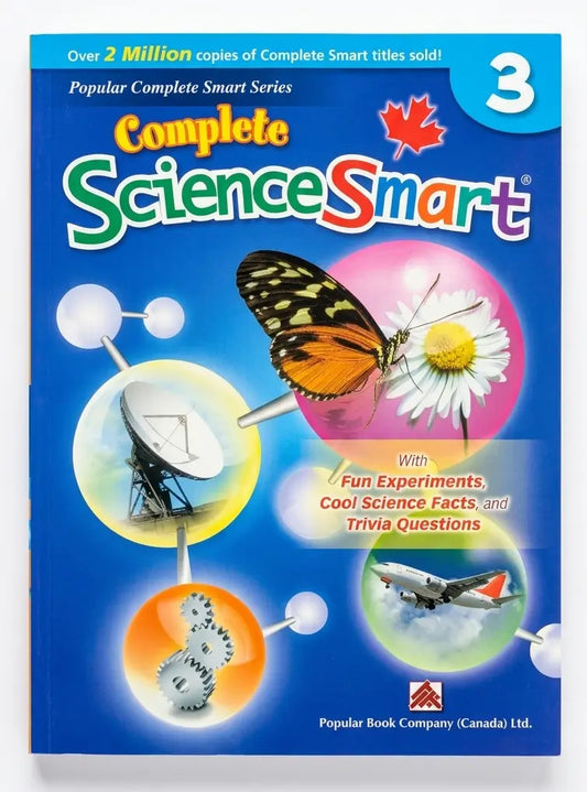 Book titled 'Complete Science Smart' with a butterfly and scientific illustrations on the cover.