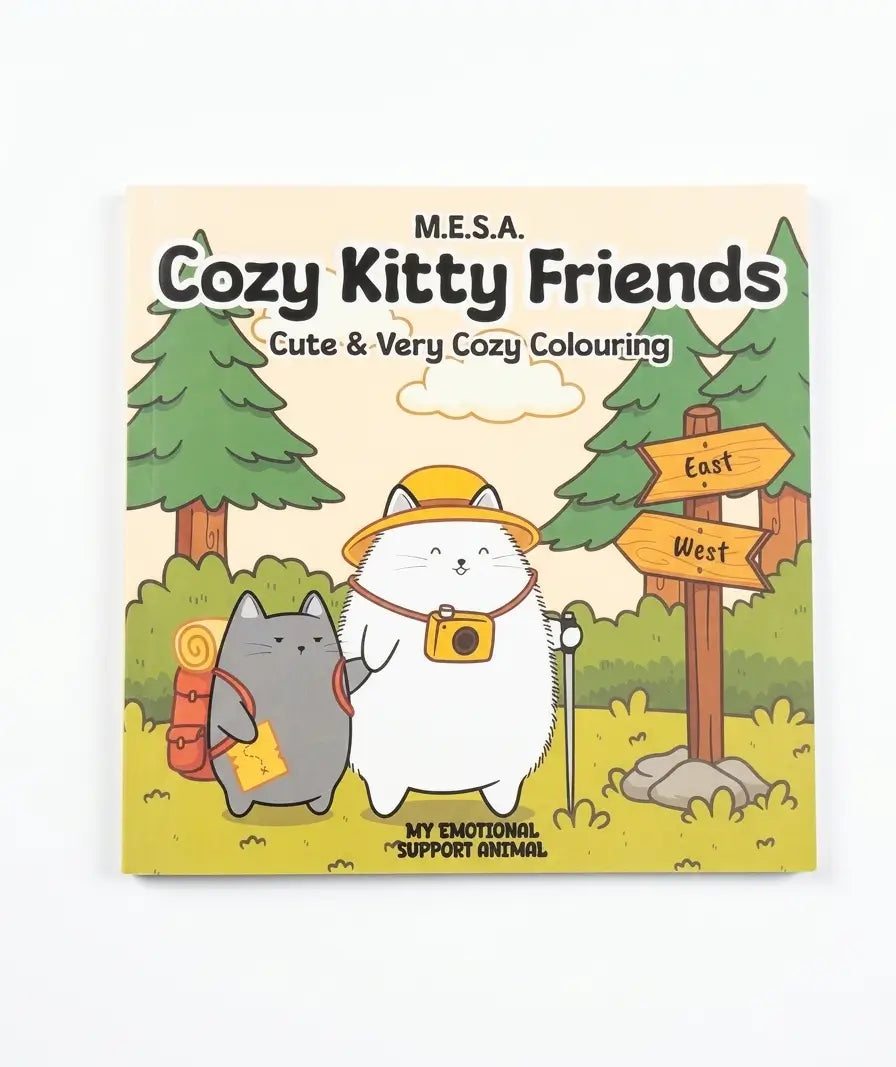 A square children's coloring book titled 'M.E.