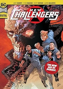 Comic book cover featuring a group of characters with a large creature, titled 'New Challengers'.