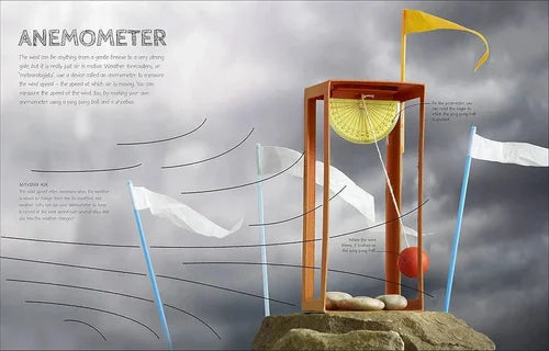 Anemometer model with flags on a gray background