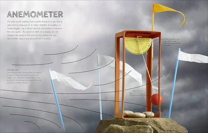Anemometer model with flags on a gray background