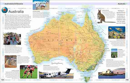 Map of Australia with various images and text on a white background