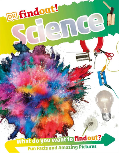 Book cover of 'DK find out! Science' with colorful design and educational elements.