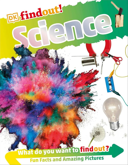Book cover of 'DK find out! Science' with colorful design and educational elements.