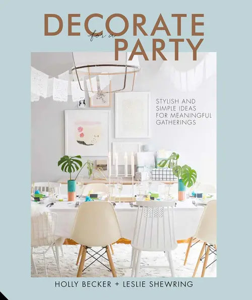 Book cover of 'Decorate for a Party' with a dining room setup and text about stylish party ideas.