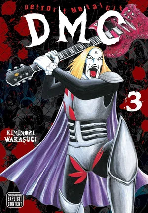 Comic book cover of 'DMC' with a character holding a guitar on a dark background