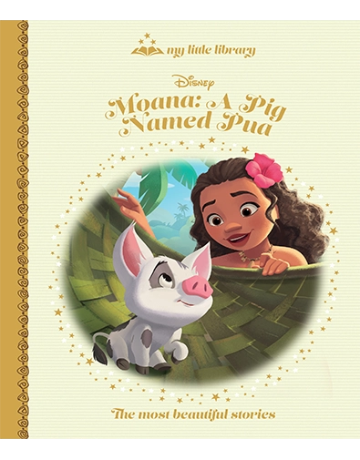 Book cover of 'Moana: A Pig Named Pua' from Disney's 'My Little Library' series.