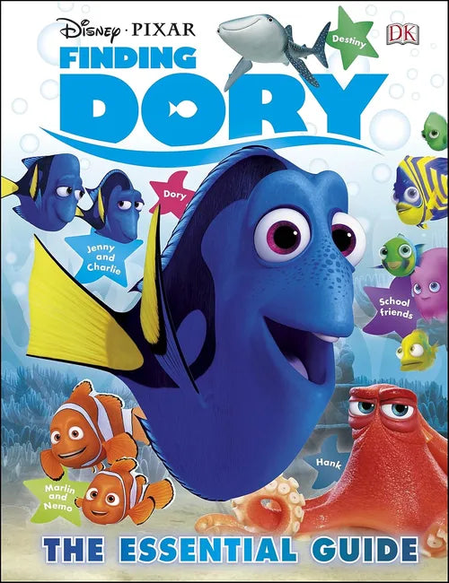 Book cover of 'Finding Dory: The Essential Guide' featuring animated characters from the movie.
