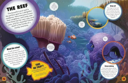 Illustrated page from a children's book about an octopus in an underwater setting with various sea creatures.