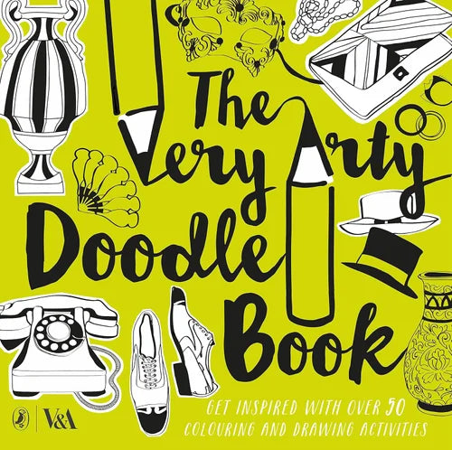 Book cover of 'The Very Doodly Doodle Book' with black line art on a yellow background