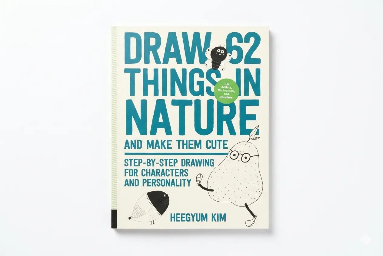 Book cover of 'Draw 62 Things in Nature and Make Them Cute' by Heegyum Kim on a white background