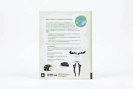 Back cover of a book with illustrations and text on a white background