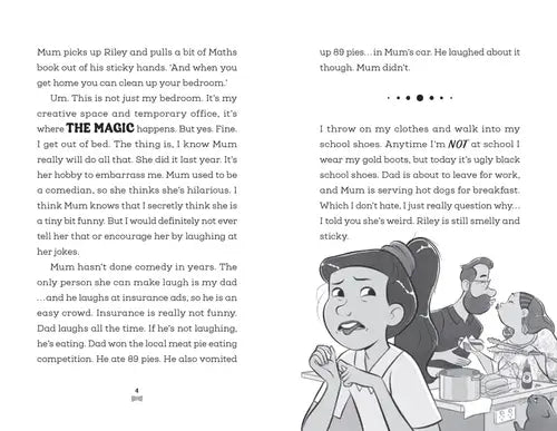 Comic strip with characters and text on a white background