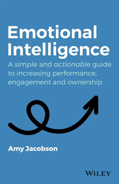 Book cover of 'Emotional Intelligence' by Amy Jacobson with a blue background and black arrow symbol.